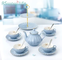 10pcs ceramic tea set simple creative flower tea set teapot cup tea ceremony set for household goods tea set