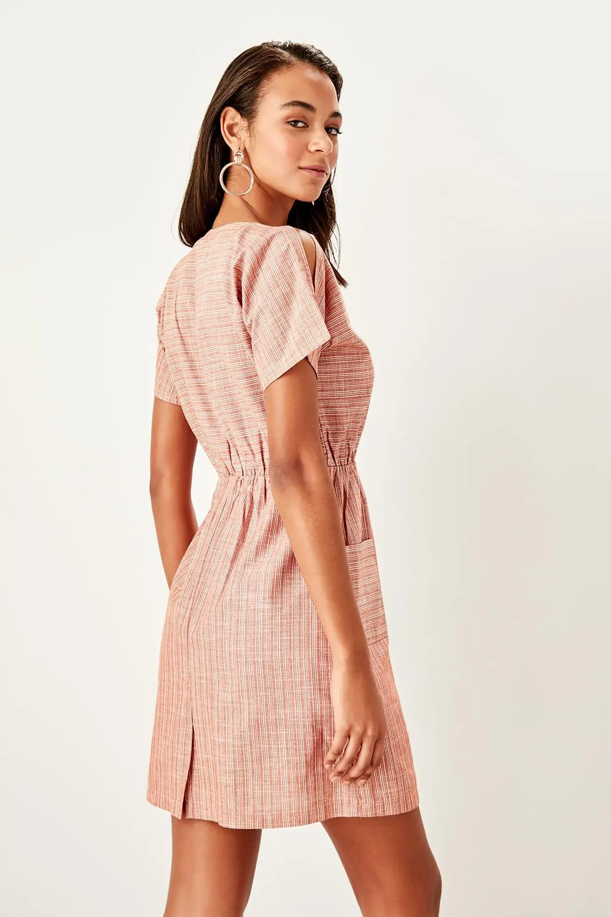 Trendyol красное платье с открытыми плечами TWOSS19AP0282|Женские платья| |