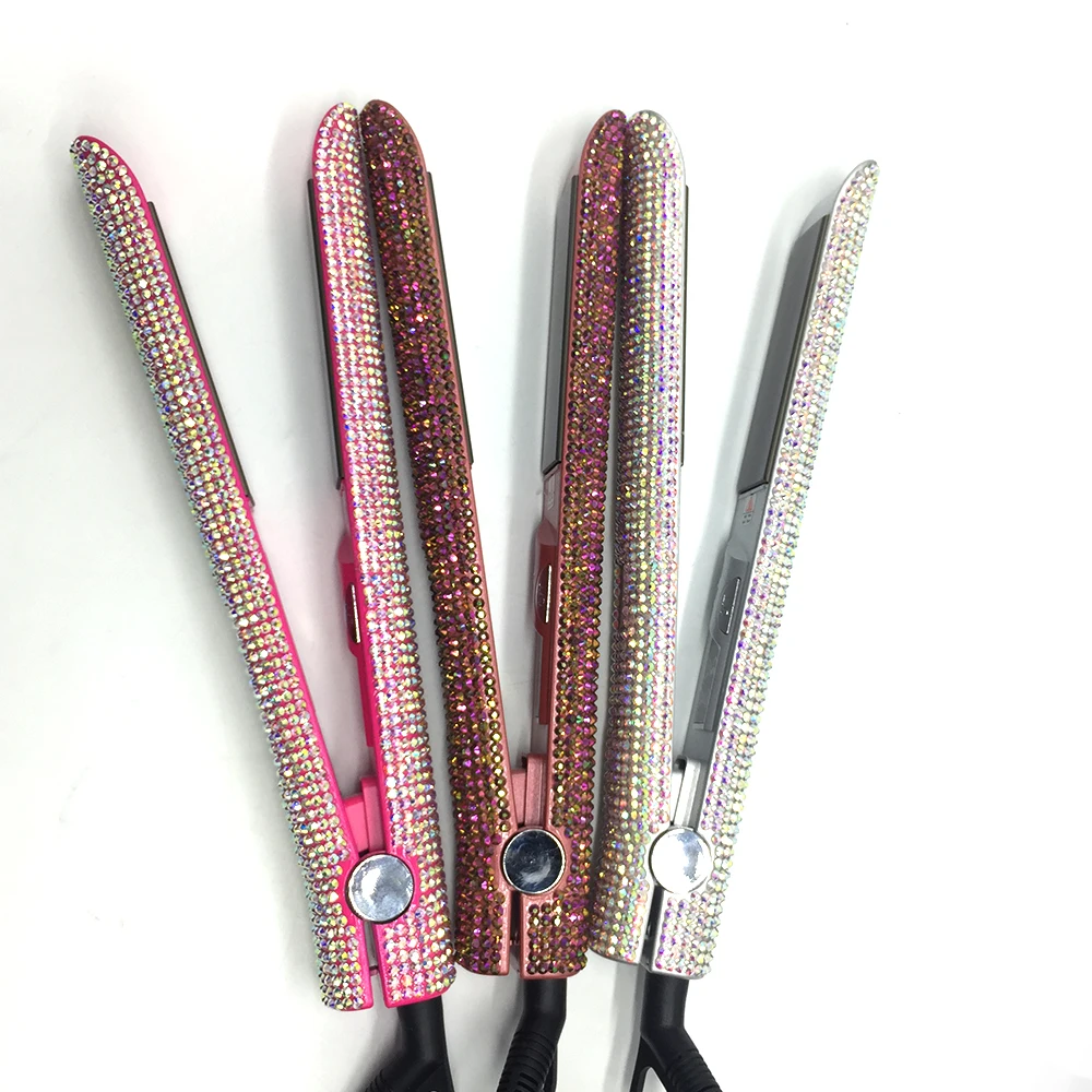 Выпрямитель для волос с кристаллами и ЖК дисплеем|titanium hair straightener|titanium hairstyling tools |