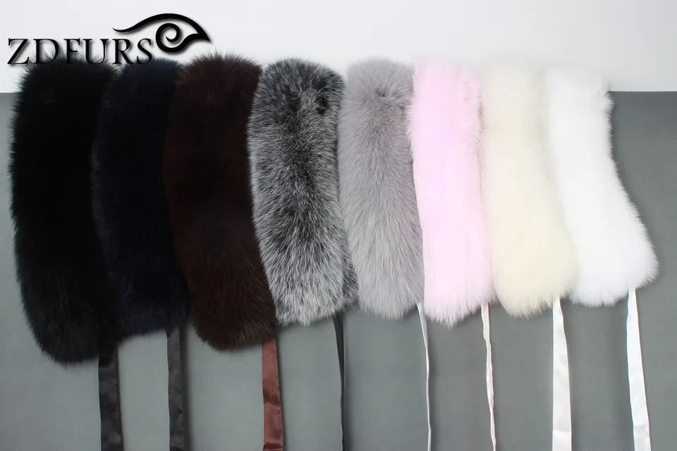 FXFURS натуральным лисьим меховой воротник лента Глушитель мех зимний теплый шарф Лисий меховой воротник для шерстяное пальто украшения прекрасная девушка