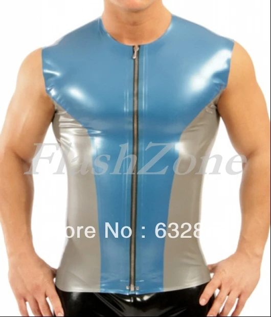 Мужские модные футболки латексный топ с молнией спереди | Тематическая одежда и