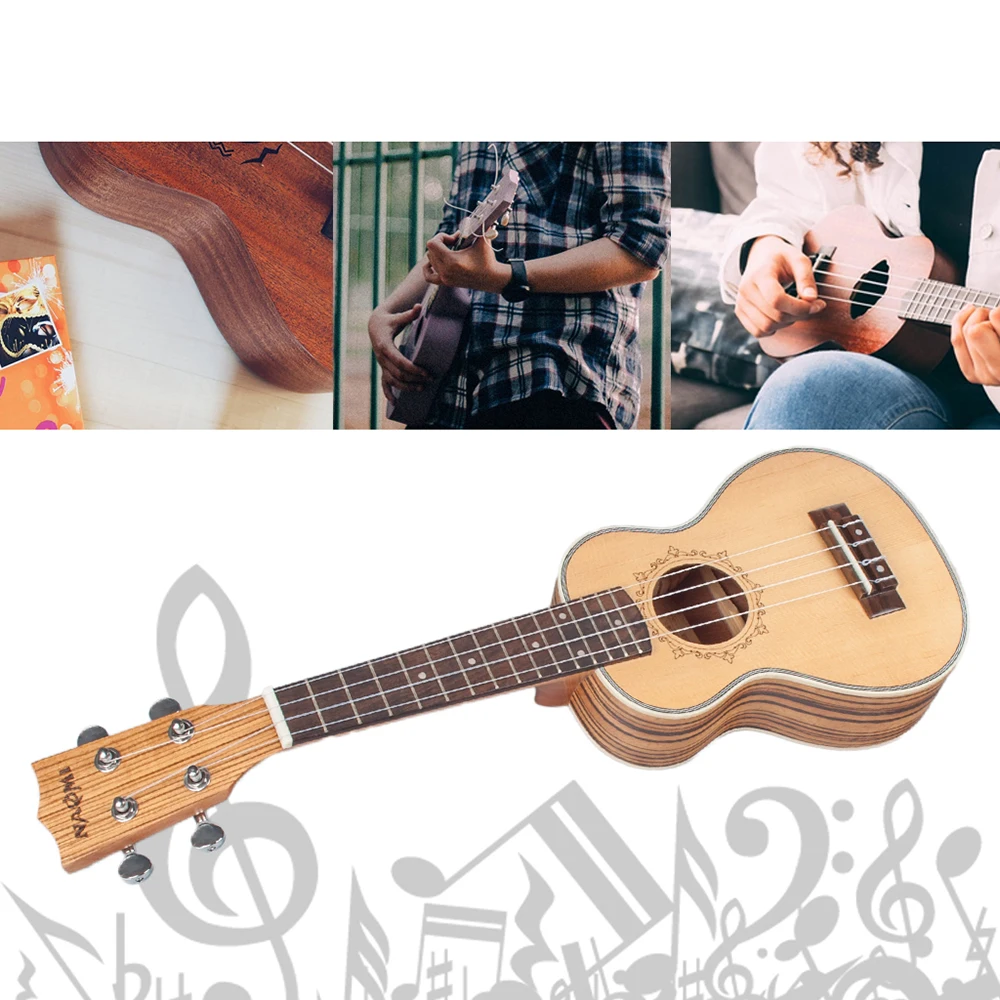 

NAOMI 21 Inch Ukulele Spruce Topboard Okoume Headstock Ukeleles Musical Instrument Toy Guitar for Beginners Toddlers Kids