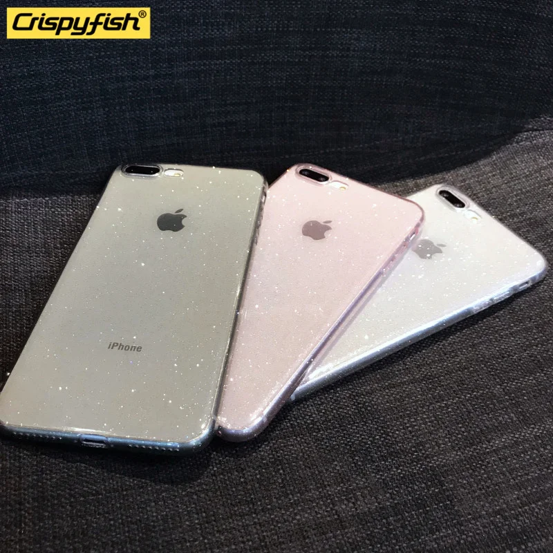 Блестящий Прозрачный Мягкий ТПУ силиконовый чехол-накладка для iPhone 7 8 Plus простые Чехлы для 6 6s X XR XS MAX 11 Pro Max