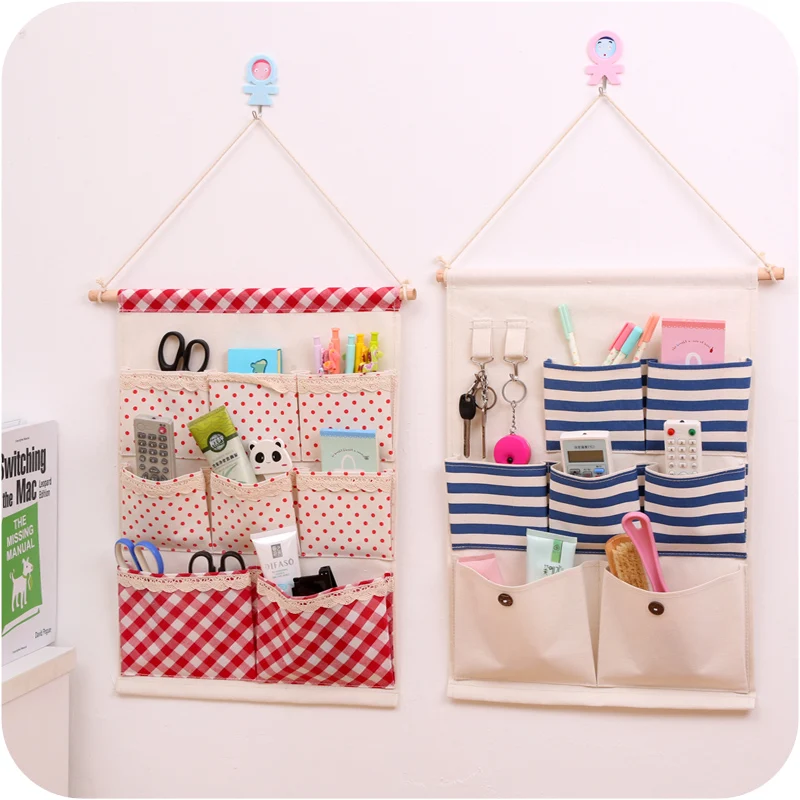 Хлопковая подвесная сумка для хранения с несколькими карманами настенная