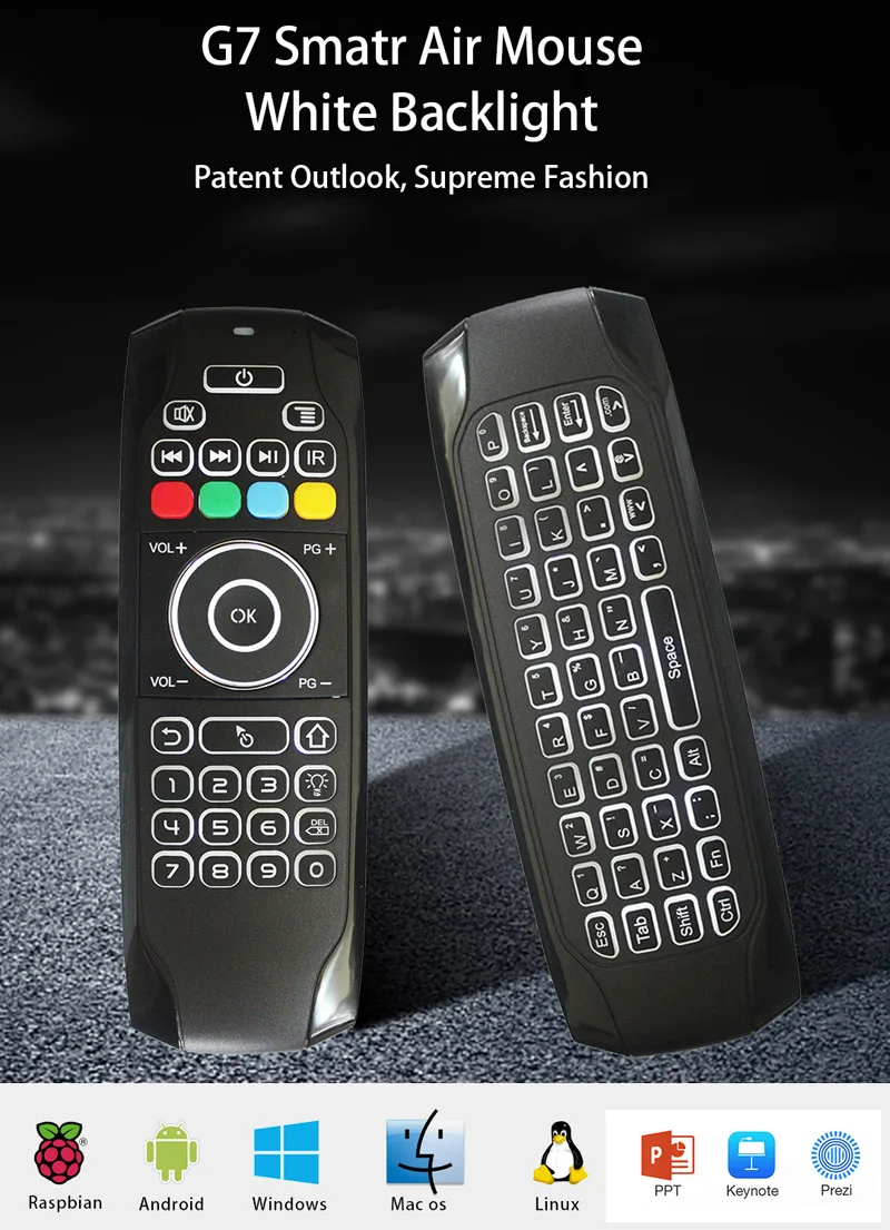 Новинка, беспроводная клавиатура G7 Air mouse с подсветкой, английская, русская, 2,4G, IRLearning, Fly Air mouse, с подсветкой, для Android tv Box