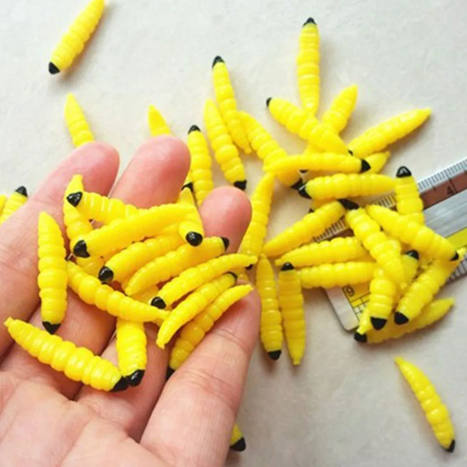 20 шт./лот Мягкая приманка личинка червь Силиконовые Рыболовные Приманки 3 см