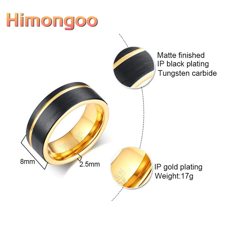 Himongoo 8 мм Серебряное мужское вольфрамовое кольцо из карбида Свадебные