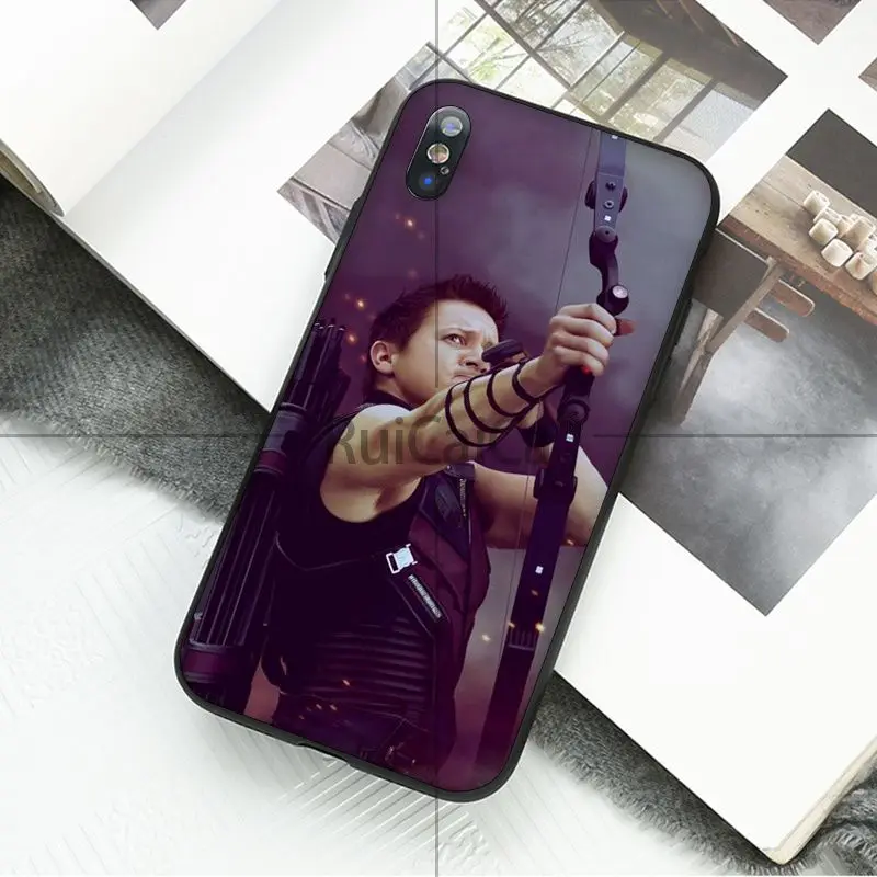 Смарт-чехол Ruicaica Marvel Avengers Hawkeye с черным корпусом для iPhone 8 7 6 6S Plus 5 5S SE XR X XS MAX |