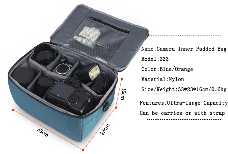 Универсальный портативный нейлоновый чехол для камеры DSLR с подкладкой, водонепроницаемый чехол со встроенной вставкой