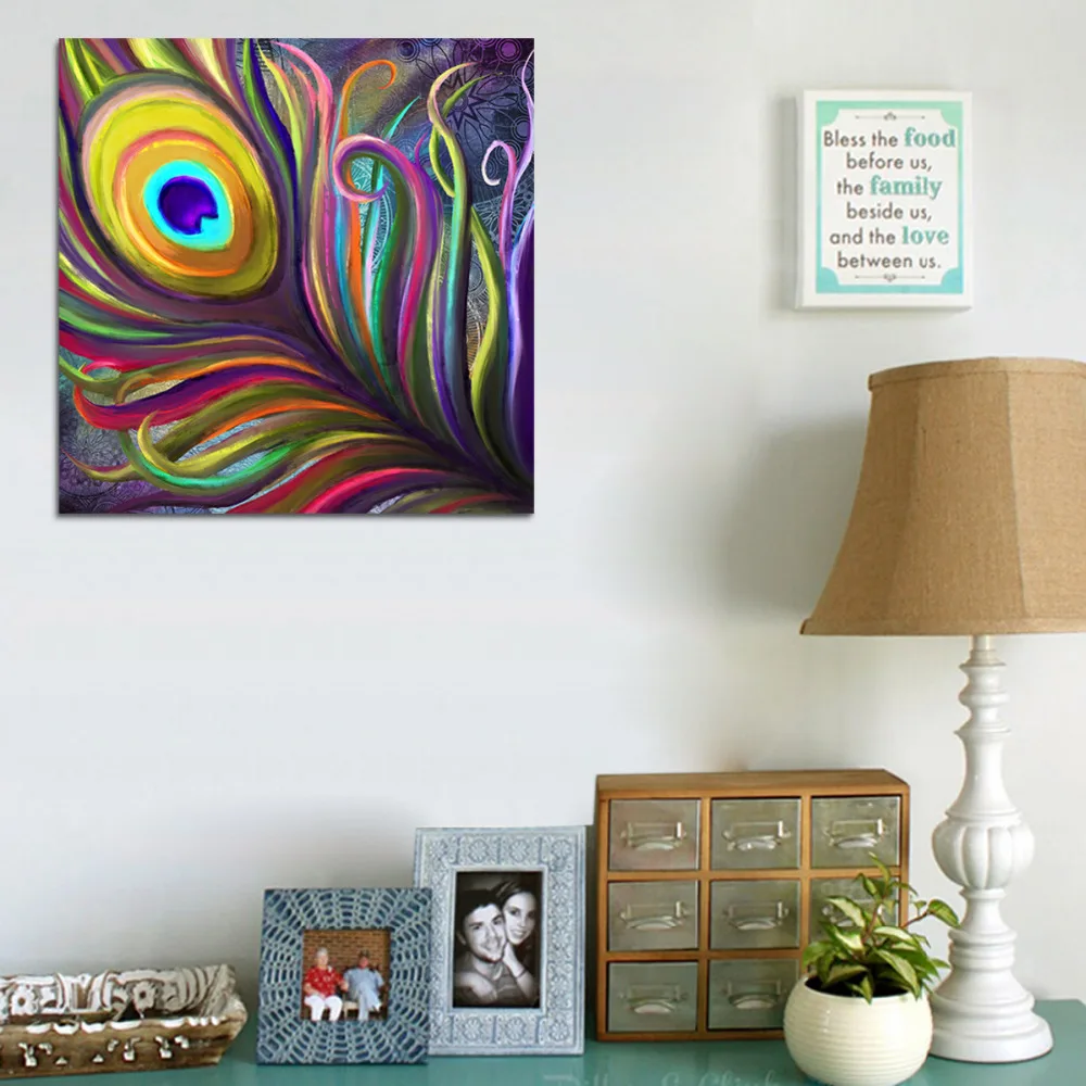 Visual Art Decor Peacock Artwork Feather Canvas Print Bird Wall Home | Дом и сад