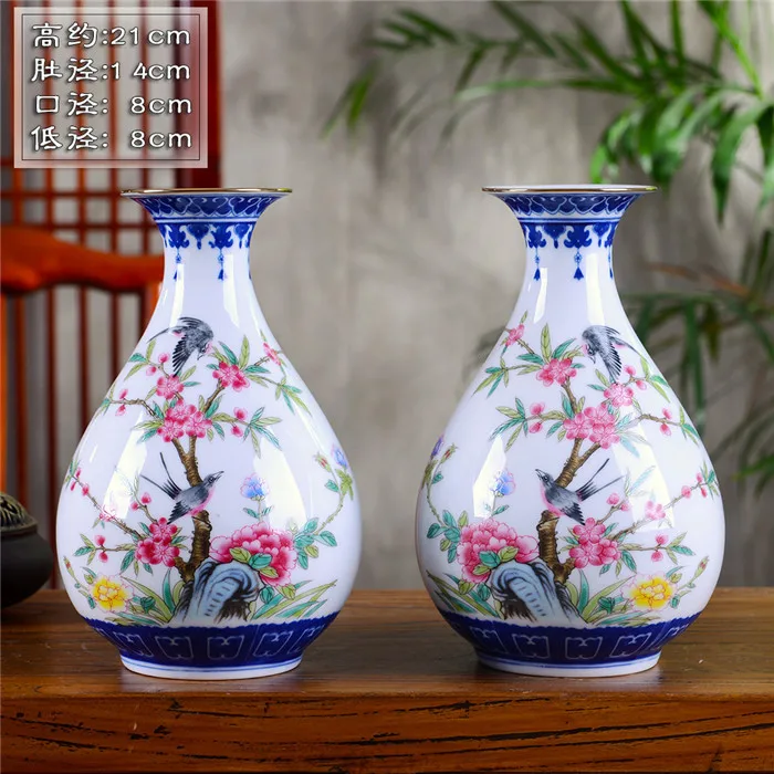 doube vases D Синий и белый Антик Керамика ваза цветы и Товары для птиц Вышивка Крестом Картины Hat покрытые jar орнамент творческий подарок - Цвет: doube vases D
