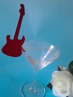 free shipping 30pcs table mark wine glass name place cards wedding party favor red guitar