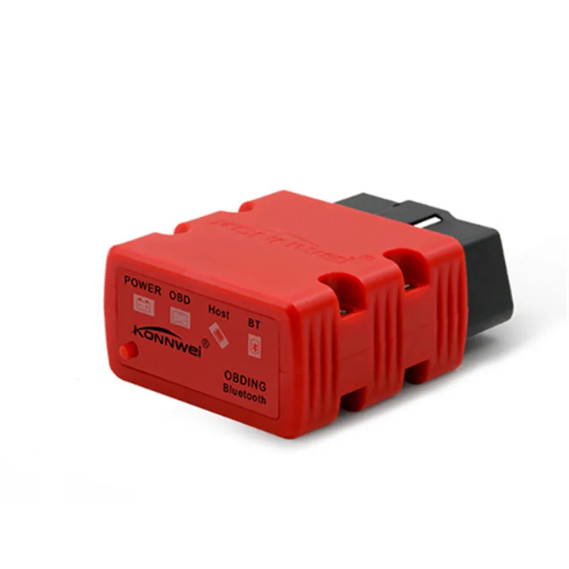 Red KONNWEI KW902 Bluetooth ELM327 V1.5 PIC18F25K80 ЧИП, OBDII считыватель ошибок ELM 327 диагностический сканер, работает с Android PC 16Pin - Цвет: Red