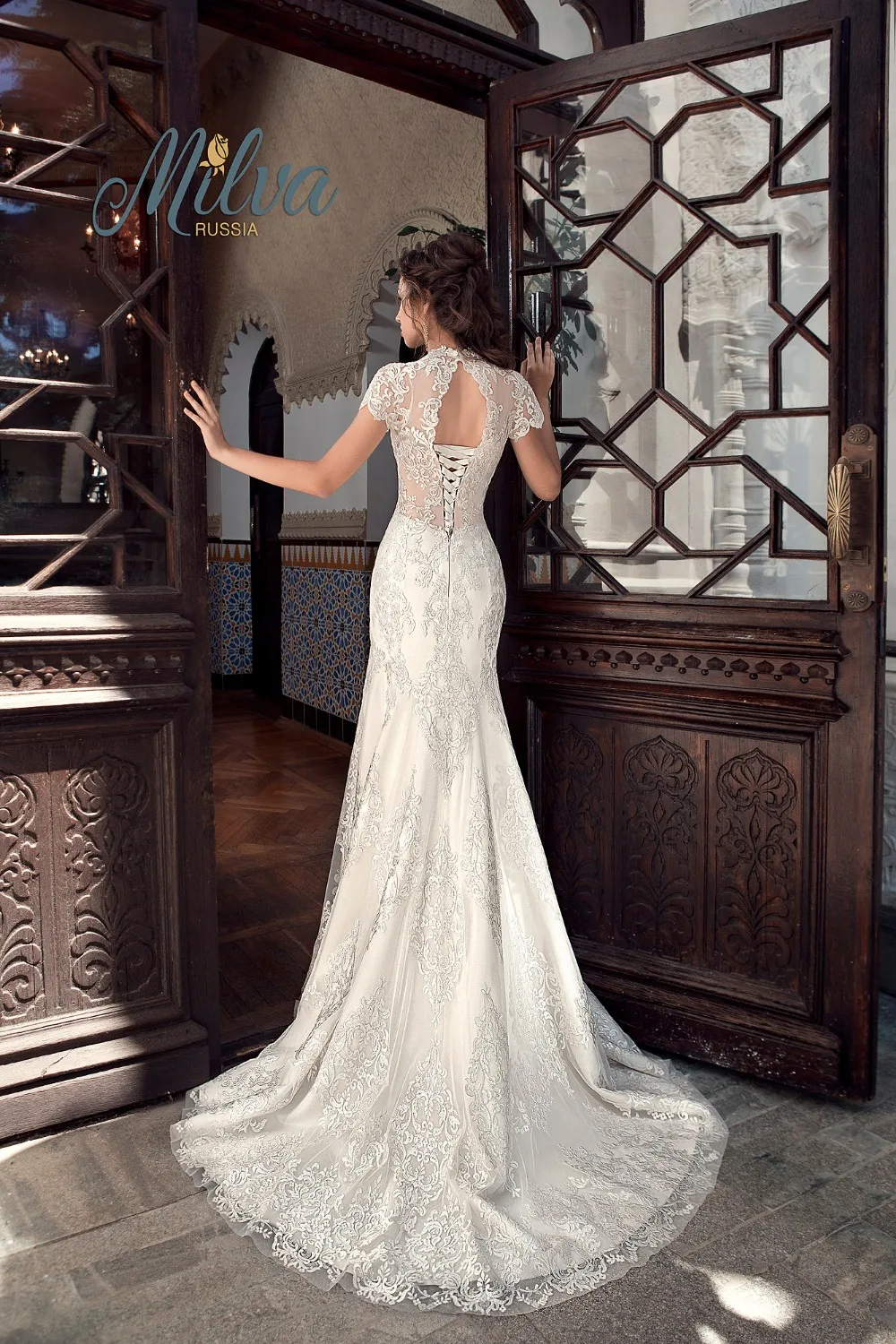 Stylish Vintage Lace Wedding Dress 2017 Corset Back Sweep Train Mermaid Gowns V Neck vestido de casamento | Свадьбы и торжества