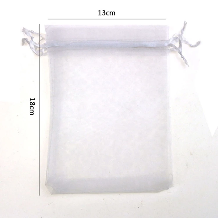 13x18cm White Organza Jewelry Gift Bags Cheap Pouches Wedding Favor Bag Customed Logo Printed 100pcs/lot Wholesale - купить по