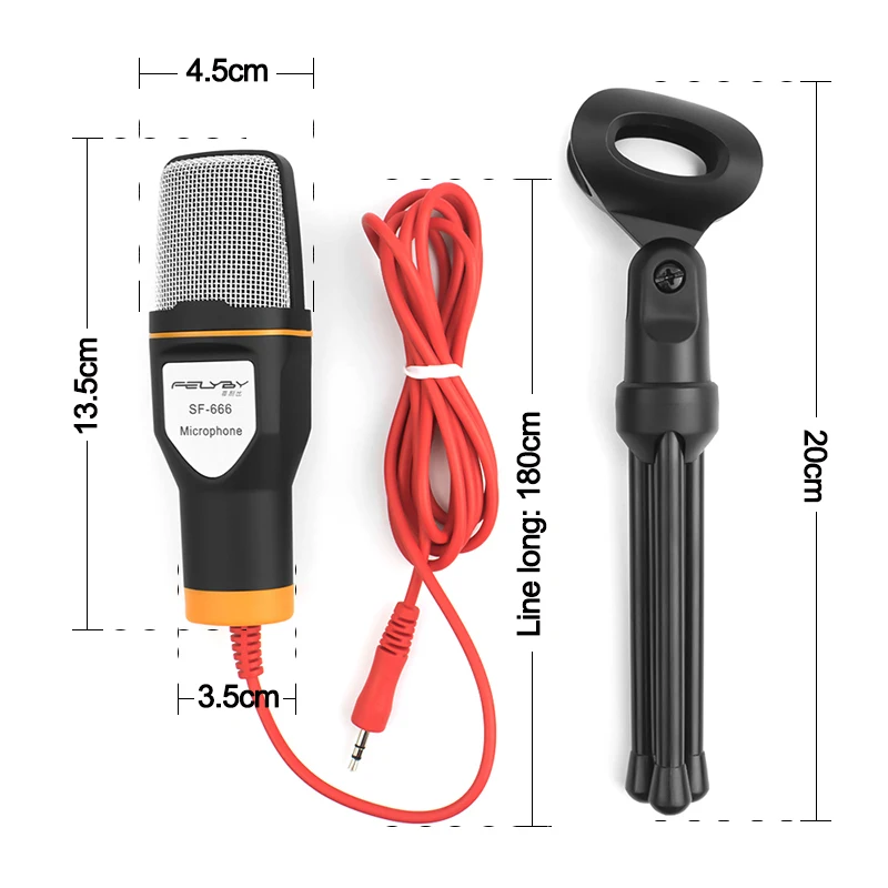 USB микрофон FELYBY для ПК конденсаторный Студийный с подключением к штативу
