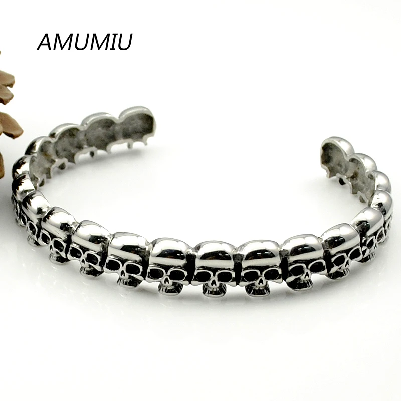 Браслет AMUMIU в стиле рок/панк браслеты из нержавеющей стали 316L с черепом