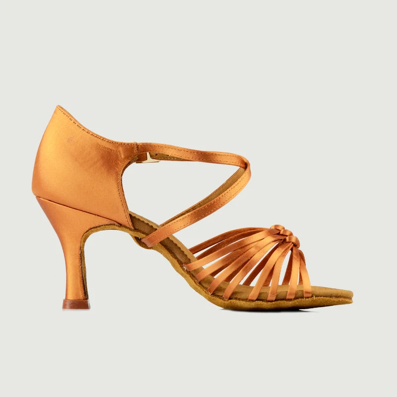 Deep skin heel 75mm Обувь для бальных танцев, латинских танцев, женская обувь для сальсы, Танго, BD 286, обувь, сумка, кроссовки с черным узлом, спортивная обувь для латинских танцев - Цвет: Deep skin heel 75mm