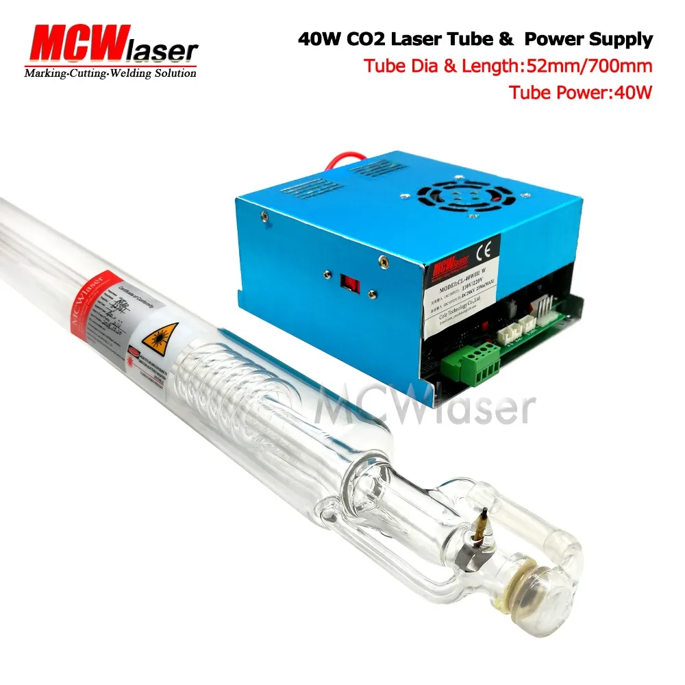 

40W CO2 Laser Tube 70cm + Power Supply Engraver Cutter Factory seller