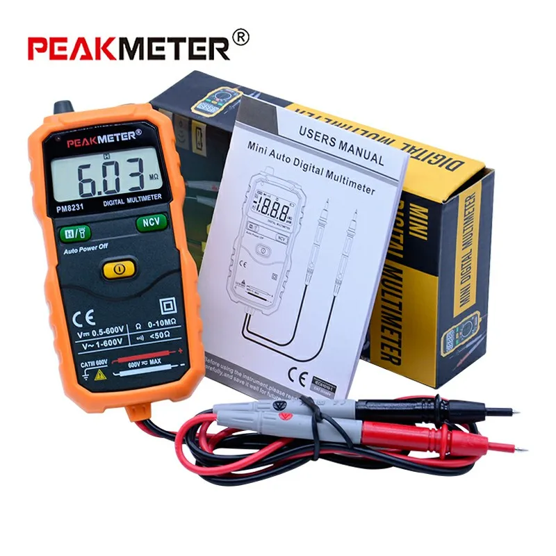 NCV мультиметр PEAKMETER PM8231 интеллектуальный цифровой мультиметр портативный универсальный ремень освещение