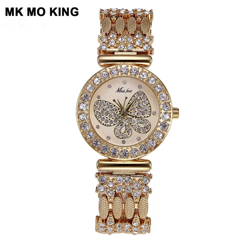 Роскошные брендовые модные женские часы с бабочками и бриллиантами