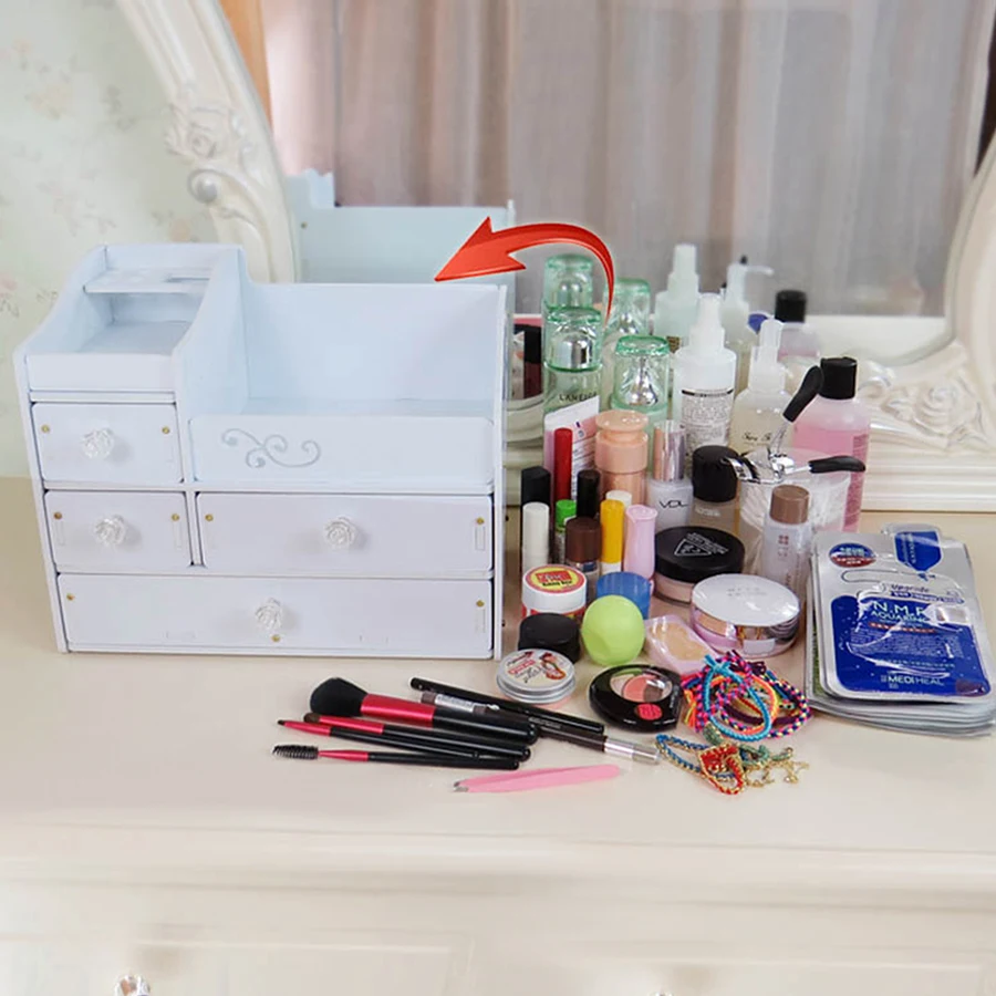 Моющийся белый косметический Органайзер пластиковый органайзер для хранения