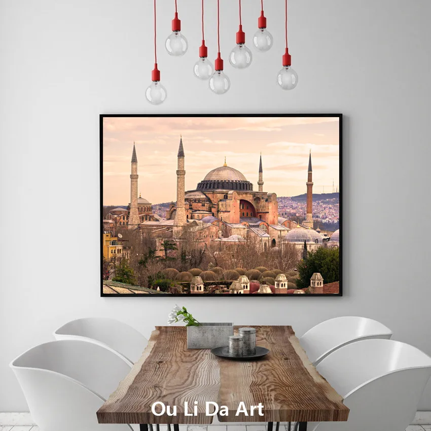 Картина маслом распечатанная на холсте в турецком стиле голубая собора для