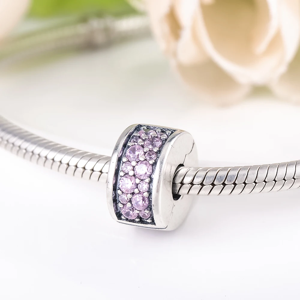 Devolove Dazzling Elegance Cubic Zircon Clip Charms Bead 925 Sterling Silver Beads Fit Pandora Bracelets Fine Dropshipping | Украшения и