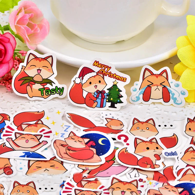 Фото 40pcs kawaii Cute fox stickers Decoration Adhesive Stickers for the diary Stickers Diary notebook Scrapbook Stationery Stickers №2