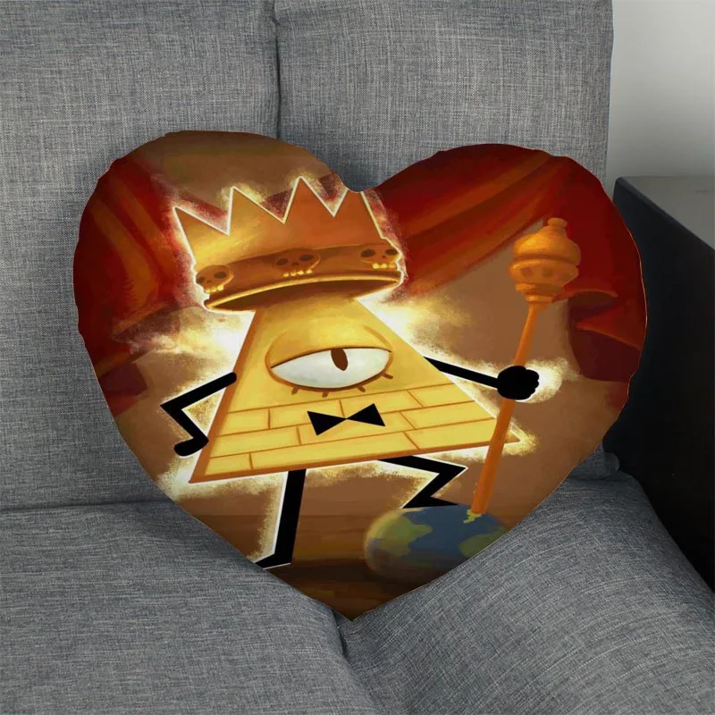 Pillow Case Наволочка на молнии в форме сердца с изображением Гравити Фолз, Наволочка на заказ, наволочка без сердечника, размер 41x36 см, 47x42 см - Цвет: Pillow Case