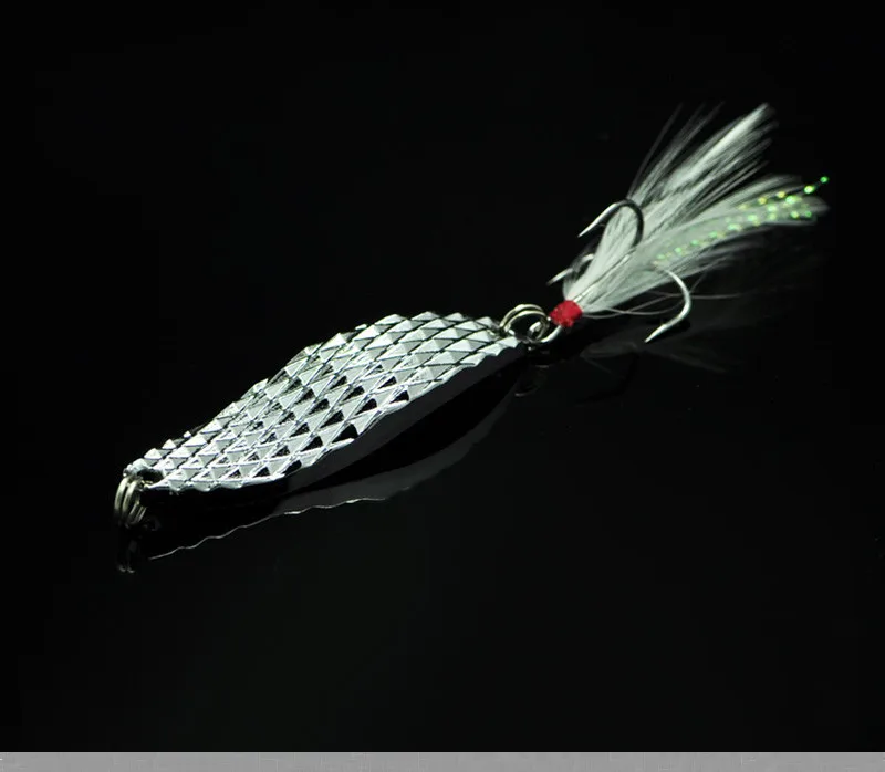 

Lot 4 Pieces Free Shipping Spoon Lure Feather Jigs Diamond hyperboloid Jigbait Fishing Lures 10g 15g 7g