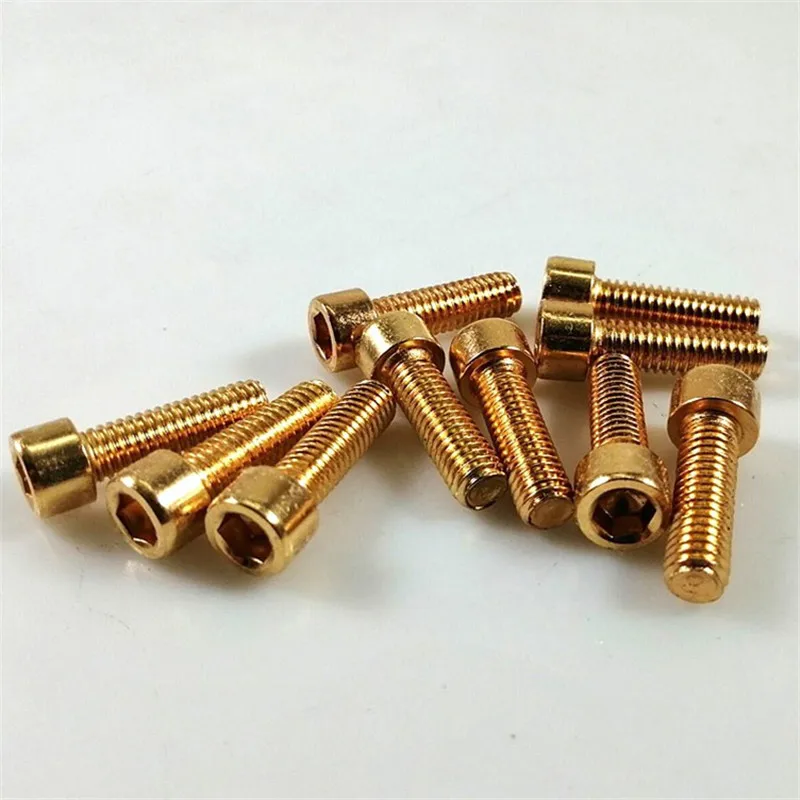 10 PCS gold Ретро M6 рамка для мотоциклов фиксированный винтажный бронзового цвета ямы велосипед гайки Болты мото наклейка части скутер шурупы 6 мм Винт для мотоцикла - Название цвета: 10 PCS gold