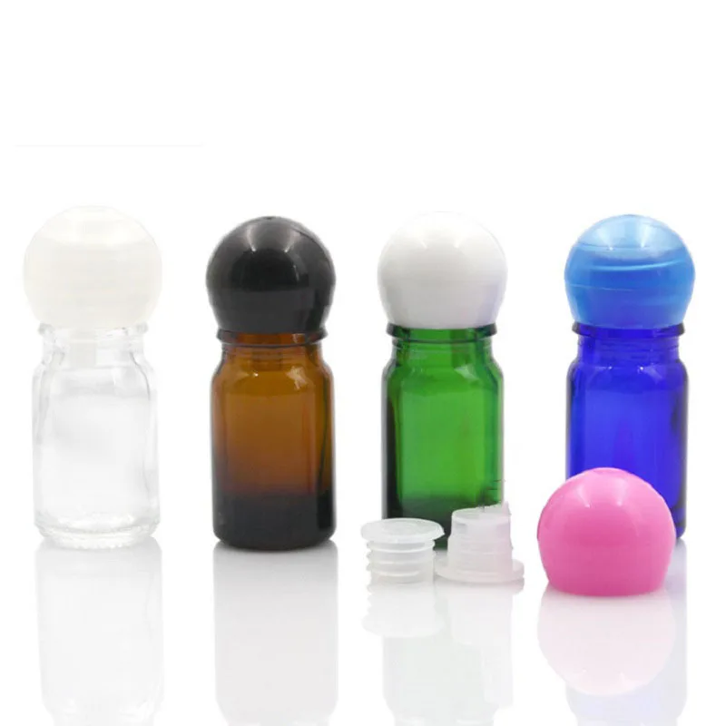 

Essential Oil Refillable Bottle 5ml Cosmetic Packaging Vial Glass Toner Bottle Spherical Lid Empty Emulsion Containers Bottles