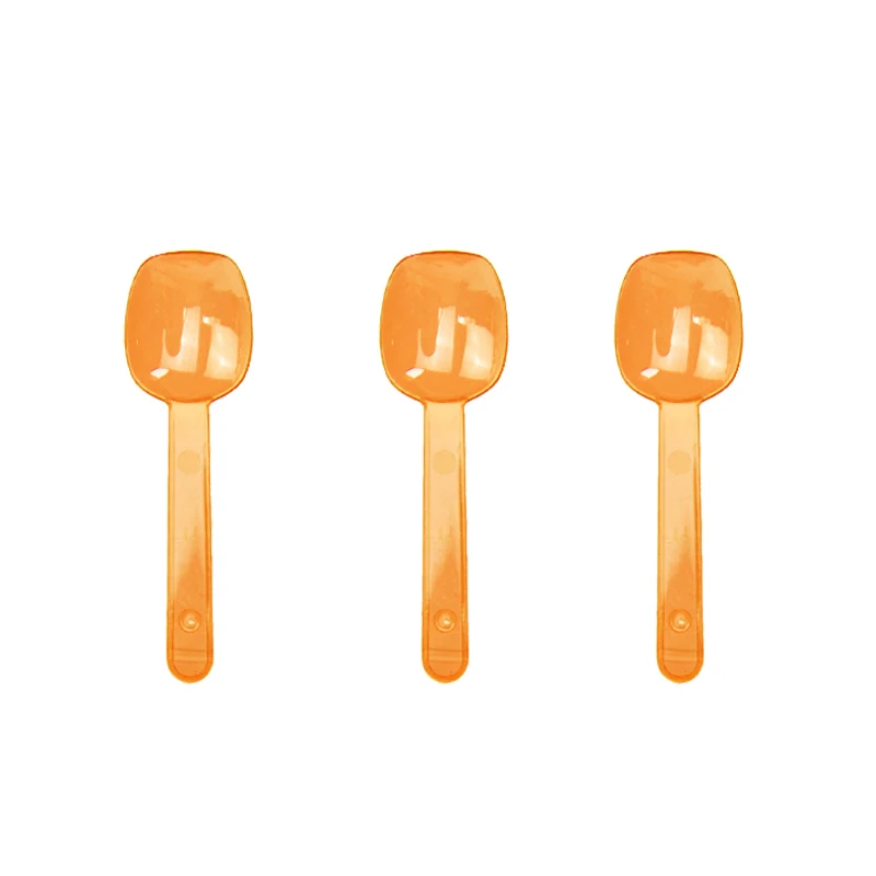 orange 100 шт одноразовые прозрачный лед-крем ложки пластиковые смузи десерт ПВХ ложка розовый оранжевый красный летний праздник Ресторан 7,2 см - Цвет: orange
