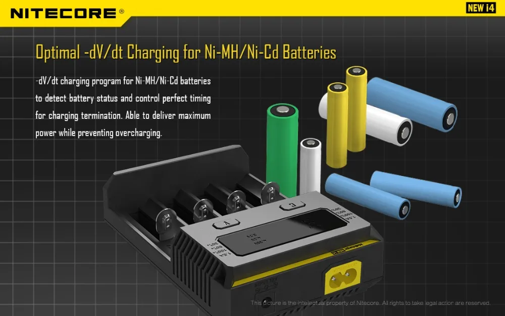 Keeppower 4 шт. 26650 5200 мАч P2652C Защищенный Литий ионный аккумулятор с Nitecore Новый I4 Digi