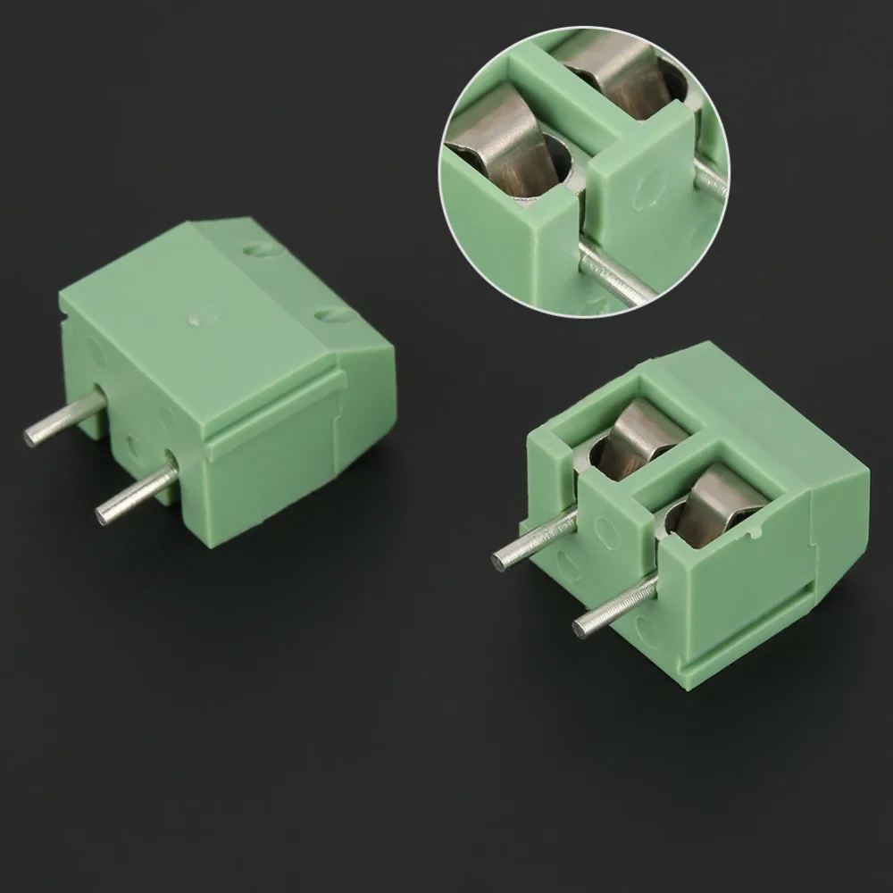50 шт./компл. 2 Pin 5 мм шаг Зеленый PCB Универсальный винтовой клеммный блок разъем