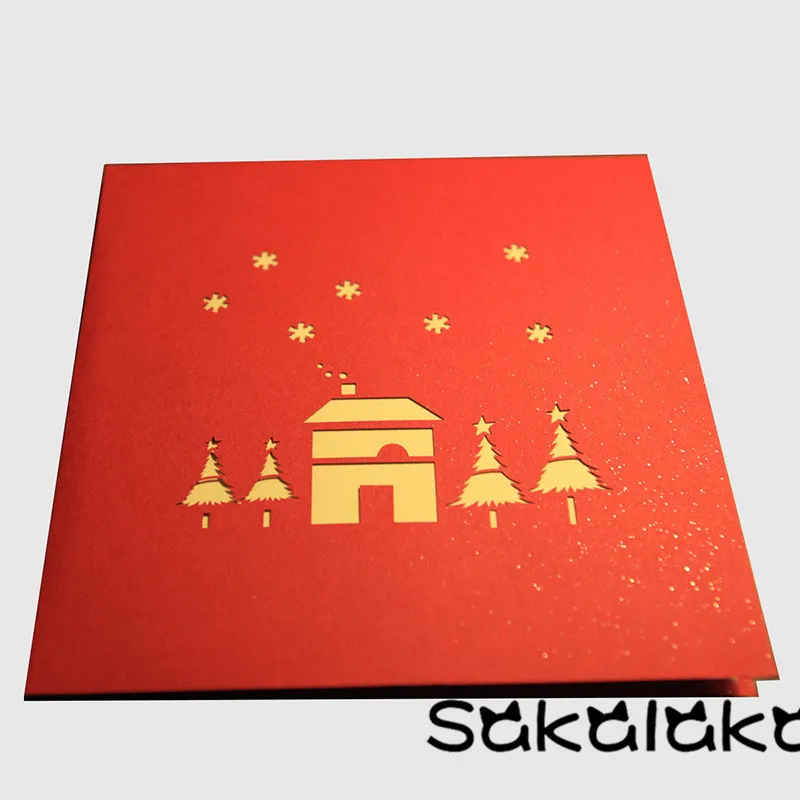 Творческий 3D ручной работы открытка с аббатством нарядное порез резной карточки