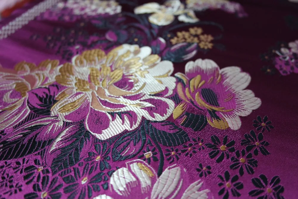 Китайский традиционный 75 см полиэстер ткань парча cheongsam алый темно красный сзади