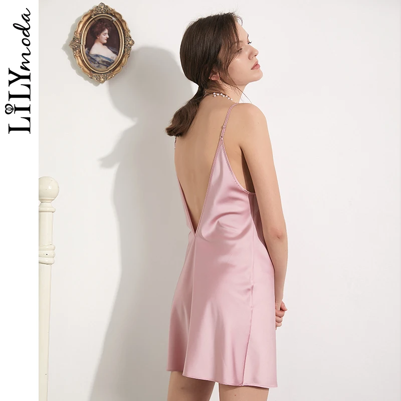 Модное сексуальное женское нижнее белье Lilymoda ночная рубашка шелковое платье с V
