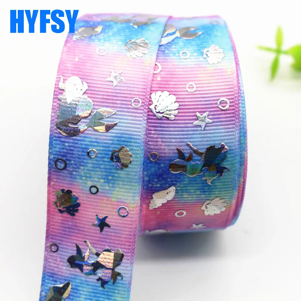 Hyfsy 10032 25 мм Лазерная Серебряная Рыбная лента 10 ярдов DIY головной убор материалы ручной работы Свадебная Упаковка Рождественская лента grosgrain