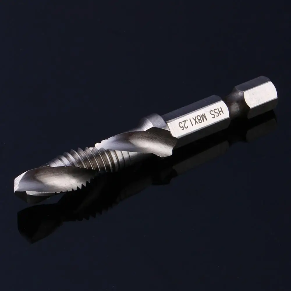 

M8 HSS 1/4" Hex Shank Drill HSS Metric Screw Thread Tap Taper Drill Bits Power Tool Part Bits Metric Composite Tap Drills