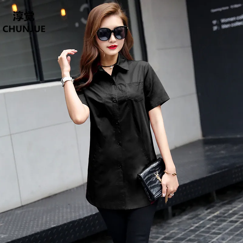 Большие размеры 5XL Женские топы и блузки 2019 мода Blusa офисная с коротким рукавом