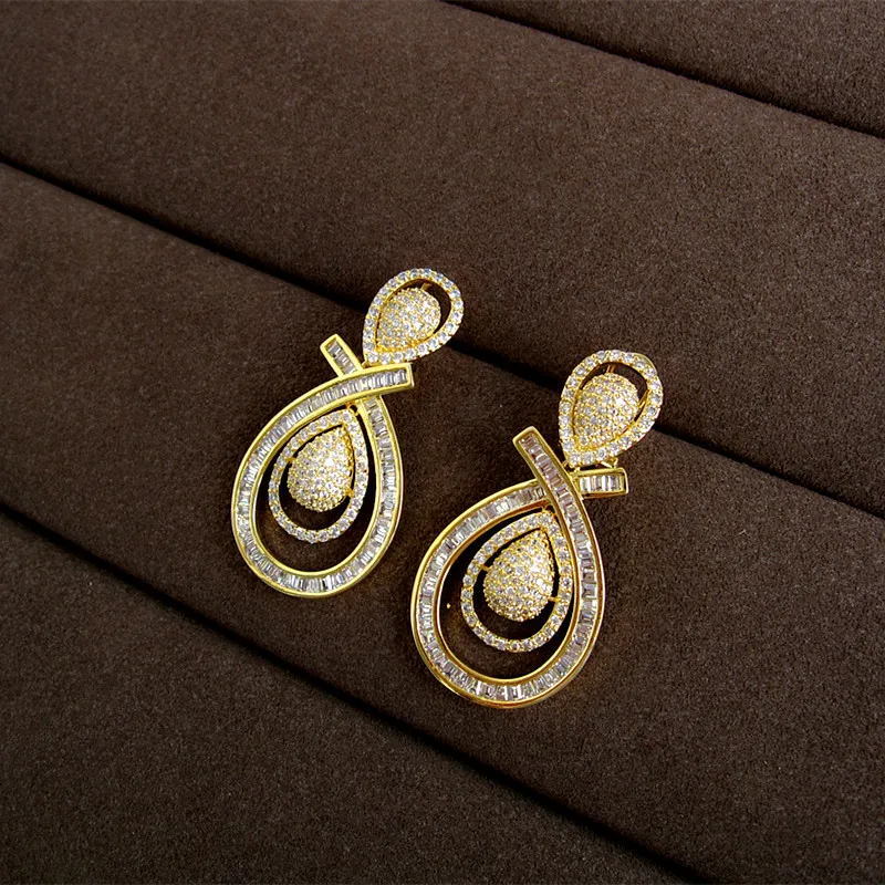 Женские серьги AAA кубический цирконий большие смелые тяжелые висячие