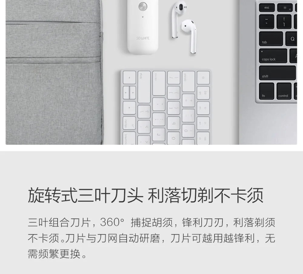 Xiaomi SO WHITE мужчины моющиеся type-c перезаряжаемые мини-электробритва сухой и влажной двойной бритья переносной для деловой поездки