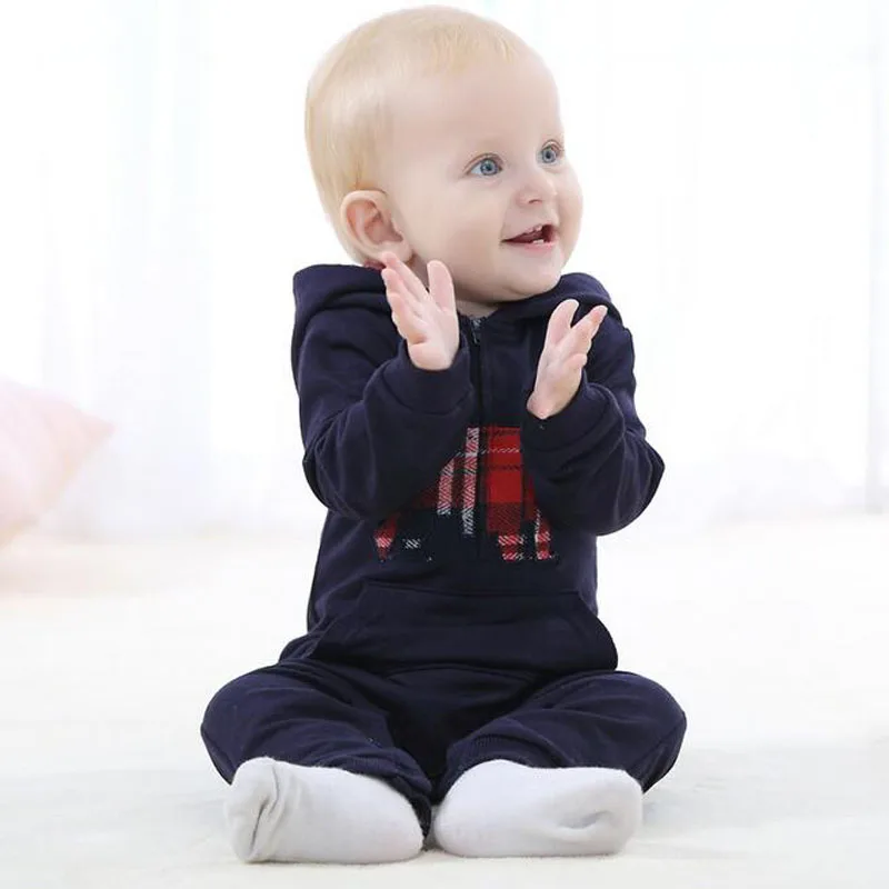 Весенне-осенний Детский комбинезон с капюшоном цельный костюм рисунком одежда