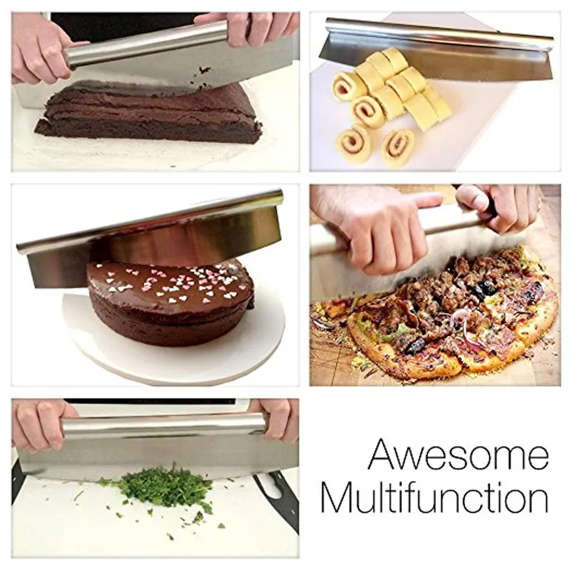 WALFOS 12 дюймовый нож для пиццы Нержавеющая сталь кресло качалка измельчитель