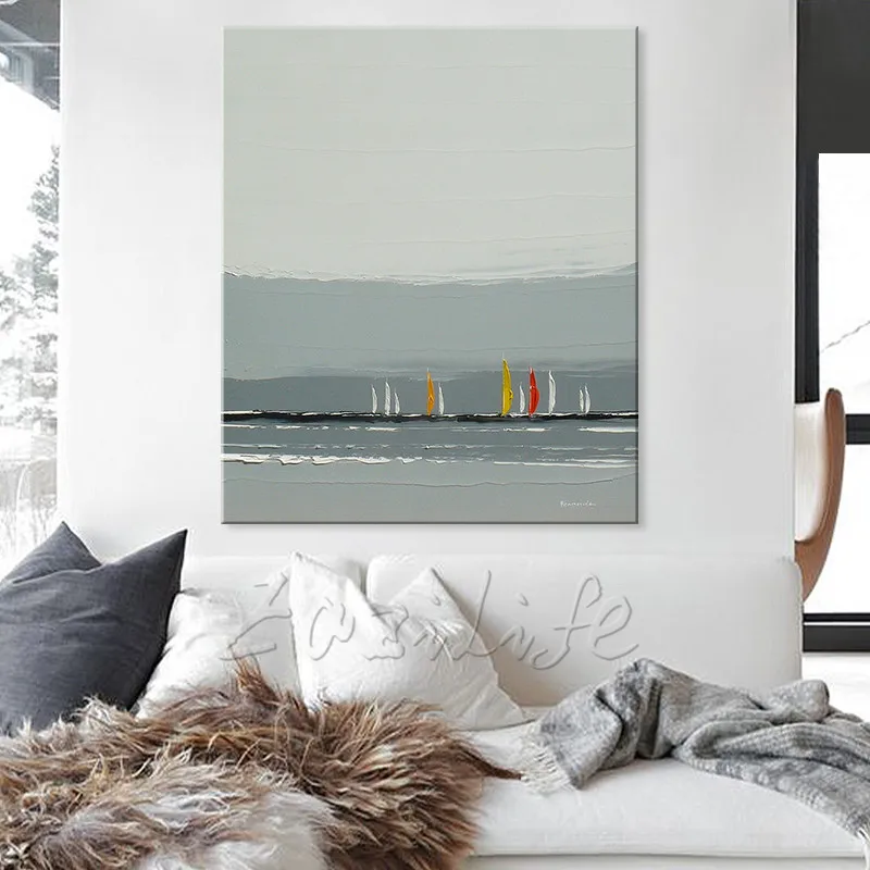 Ручная роспись холст картины маслом дешевые большая лодка современная