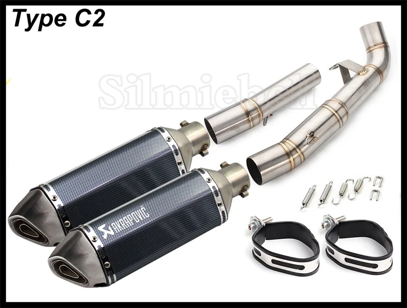 Type C2 Выхлопной побег на мотоцикле Kawasaki Z1000 2007 2008 2009 глушитель выхлопа выхлопной трубы Системы с соединительной трубы - Цвет: Type C2