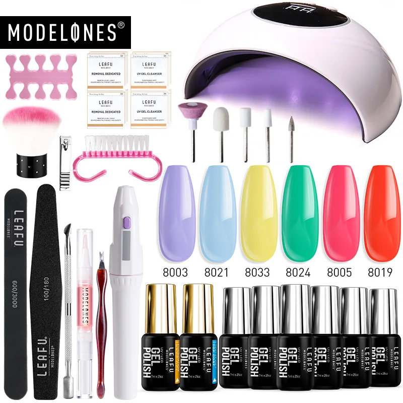 nail set with drill Modelones 21 шт/лот Светодиодная лампа Сушилка для ногтей Гель-лак Инструменты Наборы замочить от основания верхние наборы для ногтей электродрель Гвоздь Набор инструментов - Цвет: nail set with drill