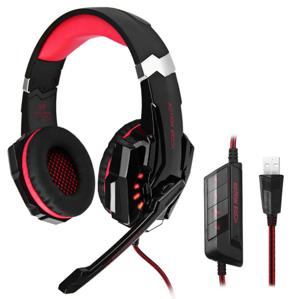 KOTION EACH G9000 Gaming Headphone 7.1 Surround USB Vibration Game Headset Headband with Mic LED Light for PC Gamer | Электроника
